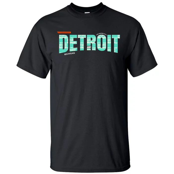 Detroit Latitude Longitude Tall T-Shirt