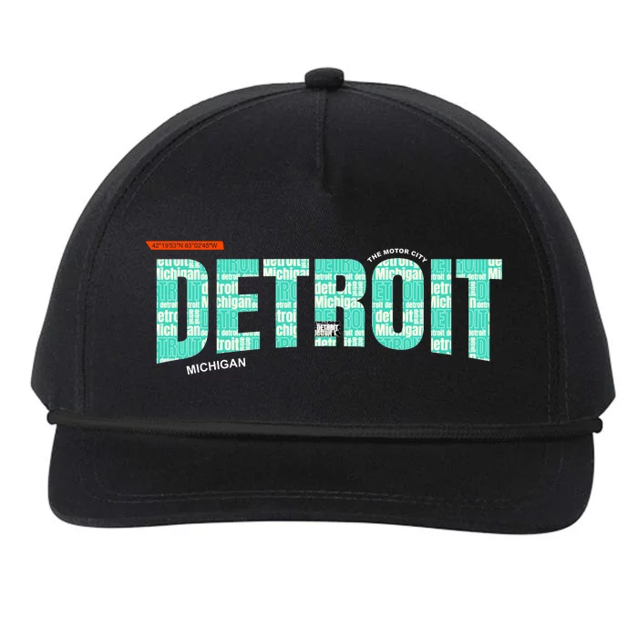 Detroit Latitude Longitude Snapback Five-Panel Rope Hat