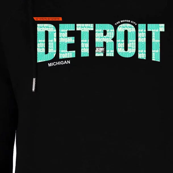 Detroit Latitude Longitude Womens Funnel Neck Pullover Hood