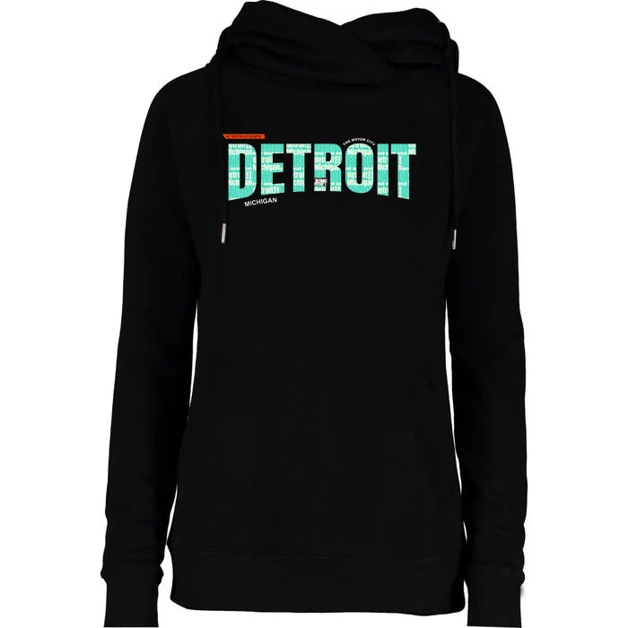 Detroit Latitude Longitude Womens Funnel Neck Pullover Hood