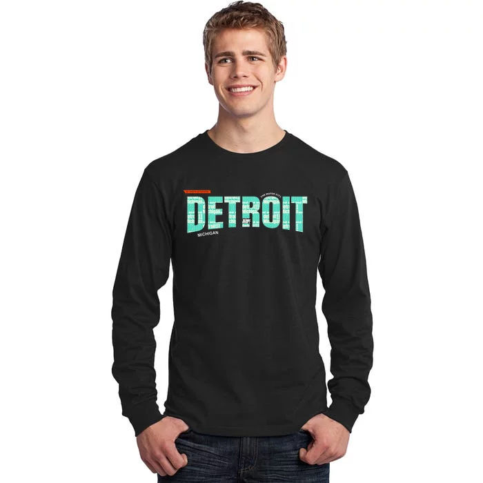 Detroit Latitude Longitude Tall Long Sleeve T-Shirt