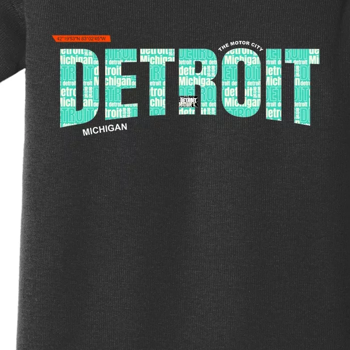 Detroit Latitude Longitude Baby Bodysuit