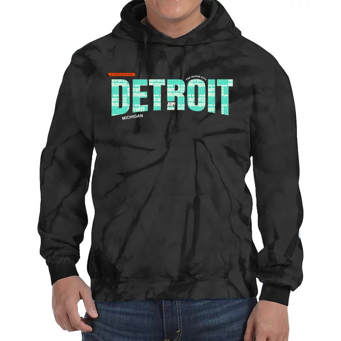 Detroit Latitude Longitude Tie Dye Hoodie