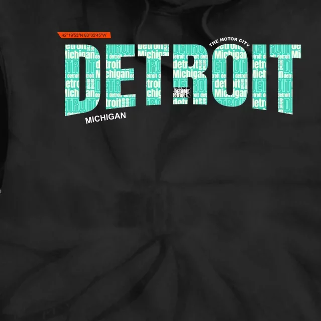 Detroit Latitude Longitude Tie Dye Hoodie