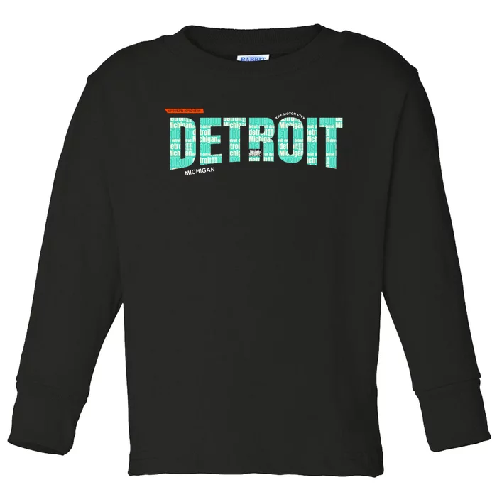 Detroit Latitude Longitude Toddler Long Sleeve Shirt