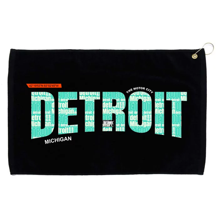 Detroit Latitude Longitude Grommeted Golf Towel