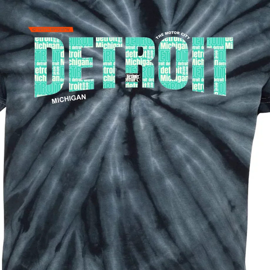 Detroit Latitude Longitude Kids Tie-Dye T-Shirt