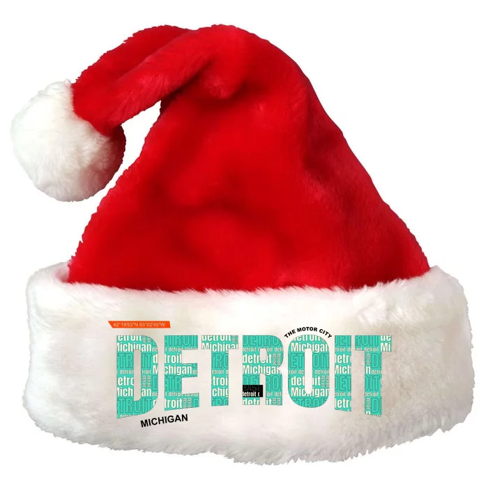 Detroit Latitude Longitude Premium Christmas Santa Hat