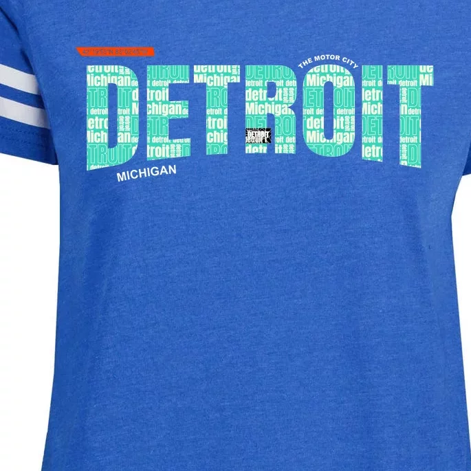 Detroit Latitude Longitude Enza Ladies Jersey Football T-Shirt