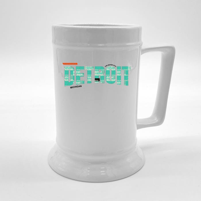 Detroit Latitude Longitude Front & Back Beer Stein