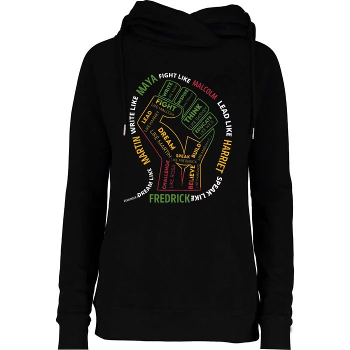 Dream Like Martin Lead Like Harriet Black History Month Womens Funnel Neck Pullover Hood