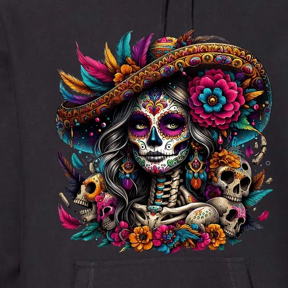 De Los Muertos La Catrina Day Of The Dead Sugar Skull Premium Hoodie