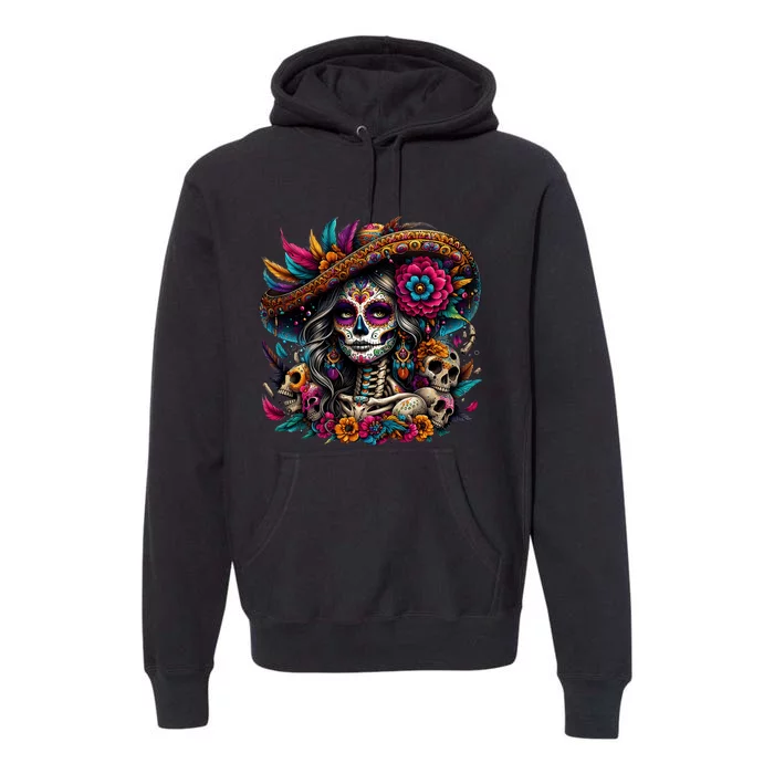 De Los Muertos La Catrina Day Of The Dead Sugar Skull Premium Hoodie