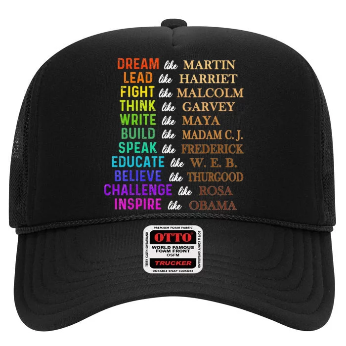 Dream Like Martin Lead Like Harriet BHM High Crown Mesh Trucker Hat