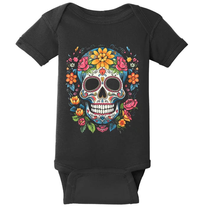 De Los Muertos Day of the Dead Sugar Skull Halloween Baby Bodysuit