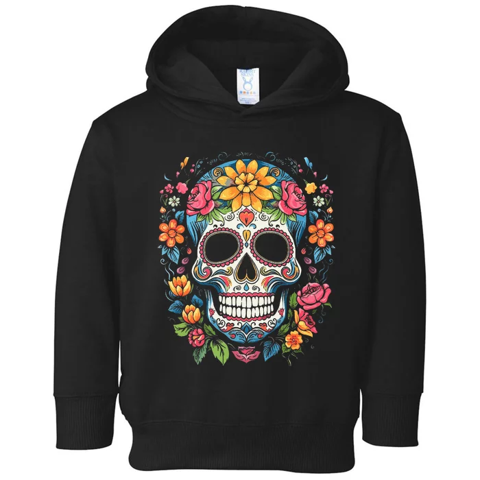 De Los Muertos Day of the Dead Sugar Skull Halloween Toddler Hoodie