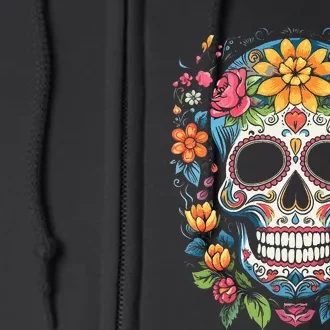 De Los Muertos Day of the Dead Sugar Skull Halloween Full Zip Hoodie