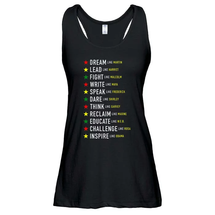 Dream Like Martin Lead Like Harriet Black History Month Ladies Essential Flowy Tank