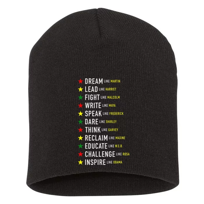 Dream Like Martin Lead Like Harriet Black History Month Short Acrylic Beanie