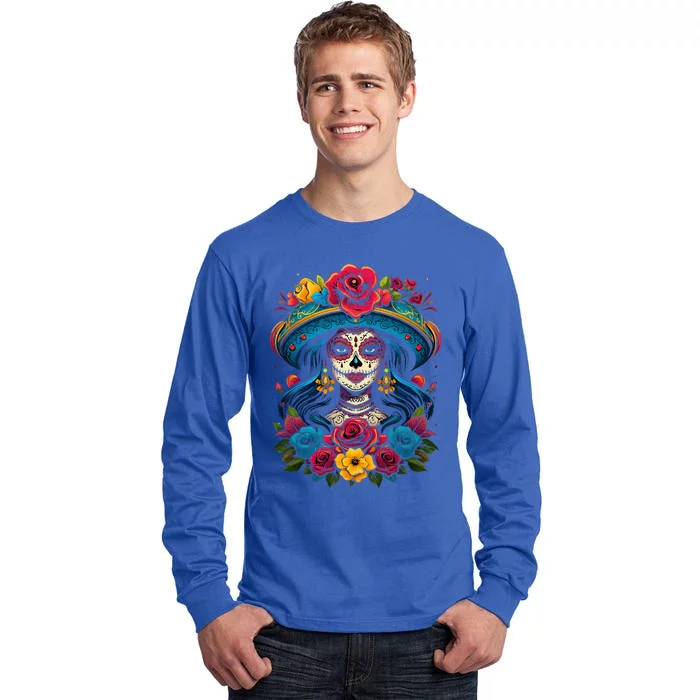 De Los Muertos La Catrina Sugar Skull Day Of The Dead Tall Long Sleeve T-Shirt