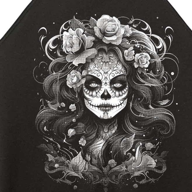 De Los Muertos La Catrina Day Of The Dead Sugar Skull Women’s Perfect Tri Rocker Tank