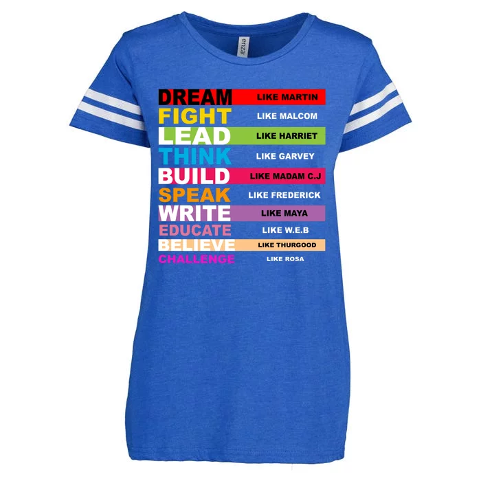 Dream Like Martin Fight Like Malcom Black History Month Enza Ladies Jersey Football T-Shirt