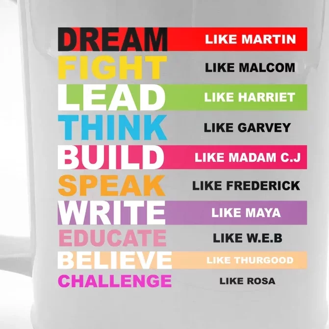 Dream Like Martin Fight Like Malcom Black History Month Front & Back Beer Stein