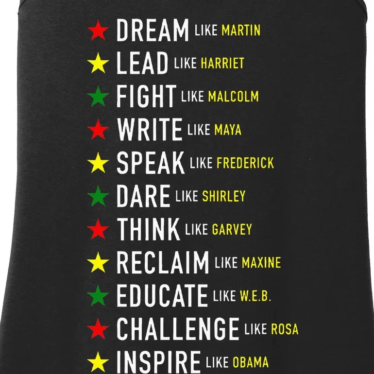 Dream Like Martin Lead Like Harriet Black History Month Ladies Essential Tank