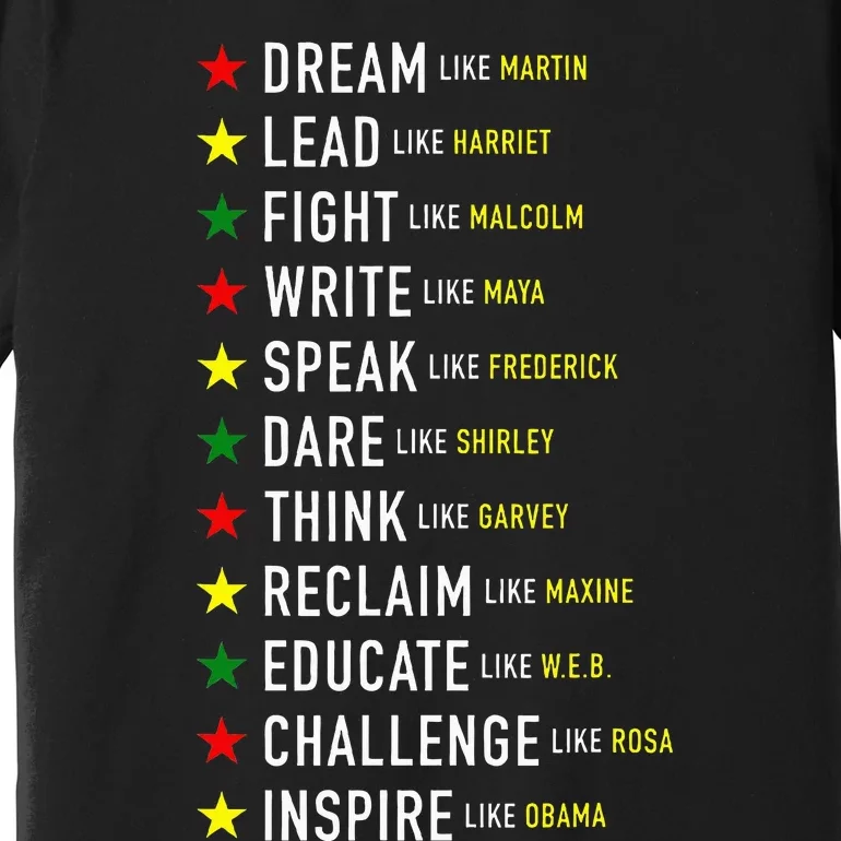 Dream Like Martin Lead Like Harriet Black History Month Premium T-Shirt