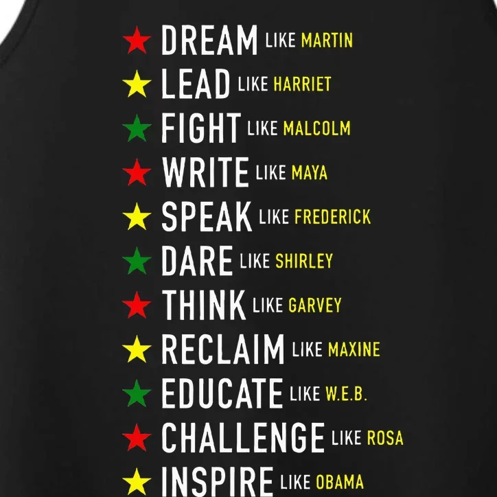 Dream Like Martin Lead Like Harriet Black History Month Performance Tank