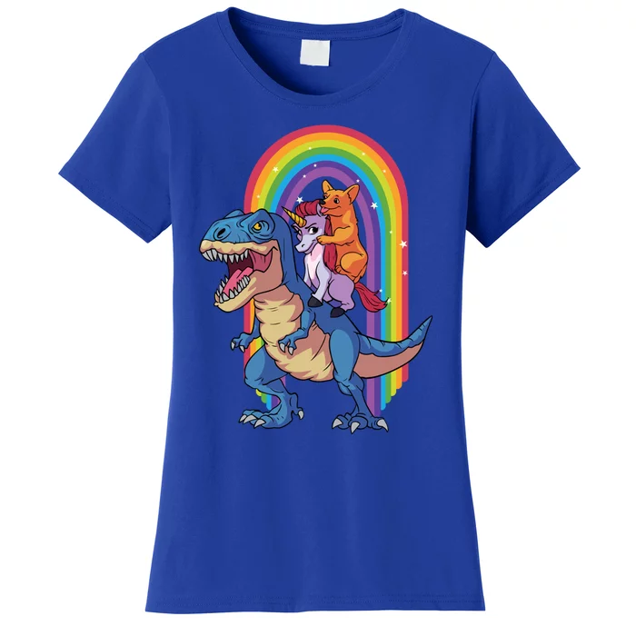 Dog Lovers Magical Tees Corgi And Unicorn Riding A Dinosaur Gift Women's T-Shirt