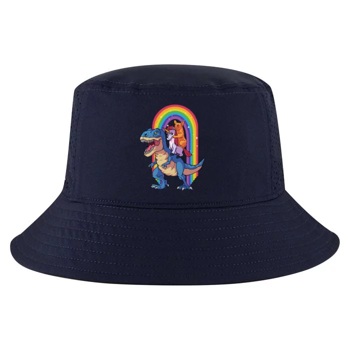 Dog Lovers Magical Tees Corgi And Unicorn Riding A Dinosaur Gift Cool Comfort Performance Bucket Hat