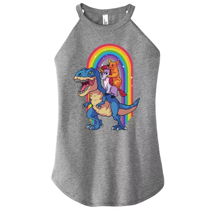 Dog Lovers Magical Tees Corgi And Unicorn Riding A Dinosaur Gift Women’s Perfect Tri Rocker Tank