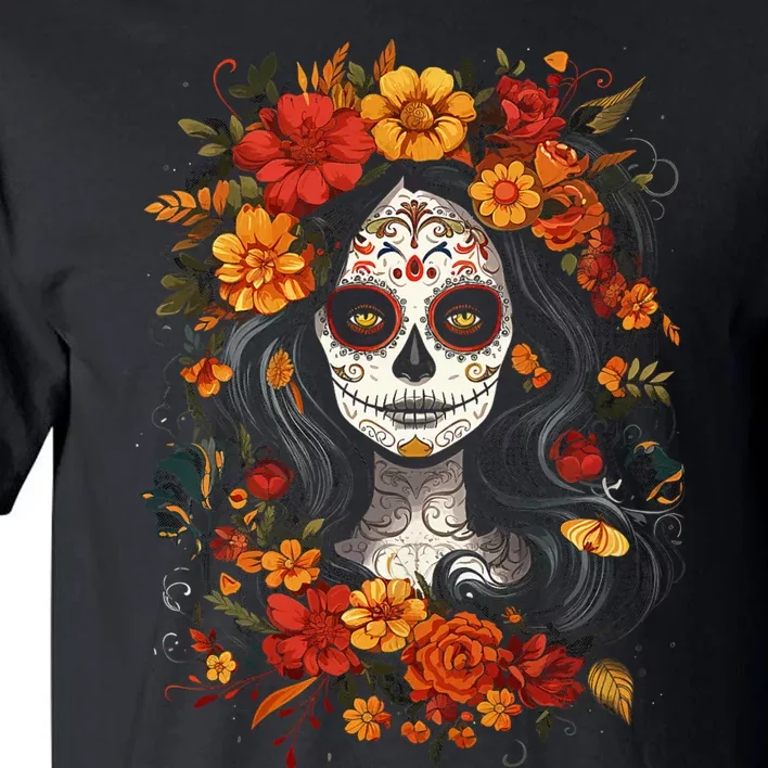 De Los Muertos La Catrina Day Of The Dead Sugar Skull Women Tall T-Shirt