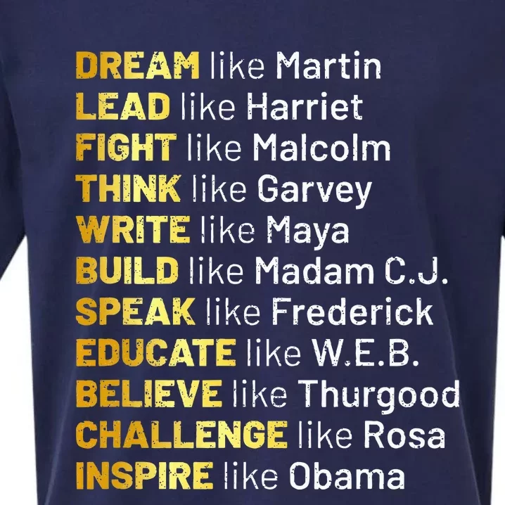 Dream Like Martin Lead Like Harriet Black History Month Sueded Cloud Jersey T-Shirt