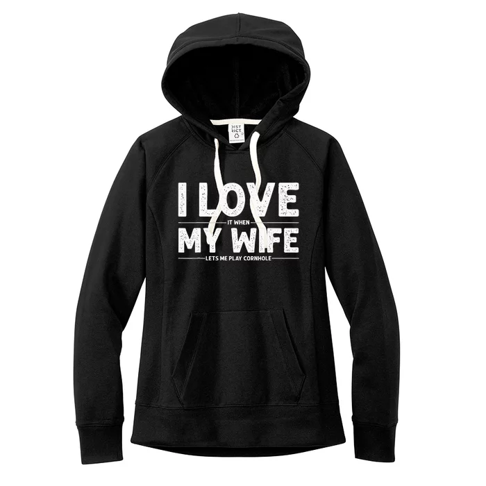 Dad Love My Wife Husband Corn Hole Women's Fleece Hoodie