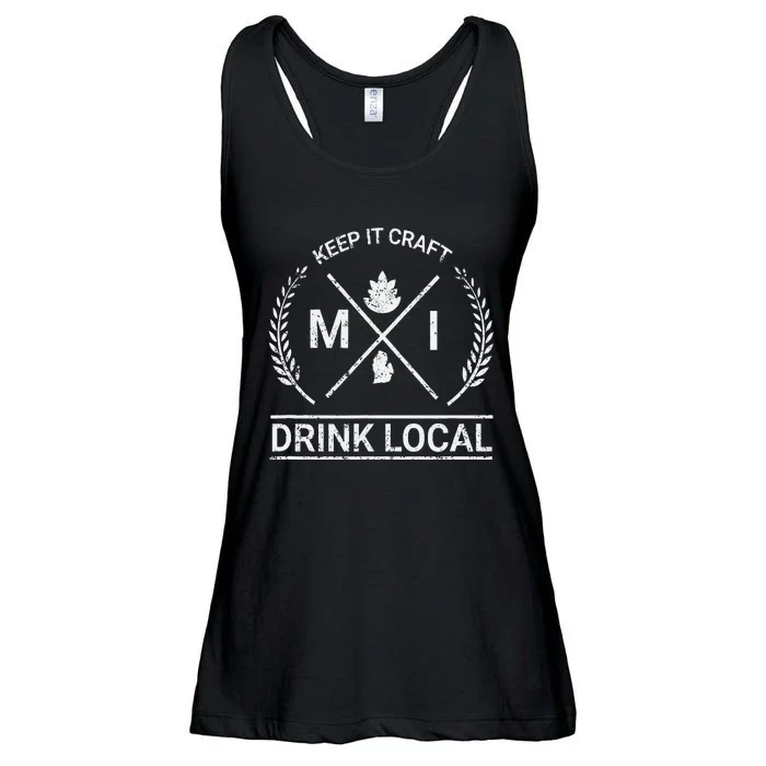 Drink Local Michigan Vintage Craft Beer Brewing Ladies Essential Flowy Tank