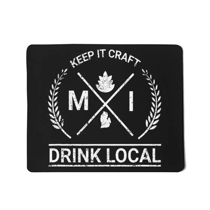 Drink Local Michigan Vintage Craft Beer Brewing Mousepad