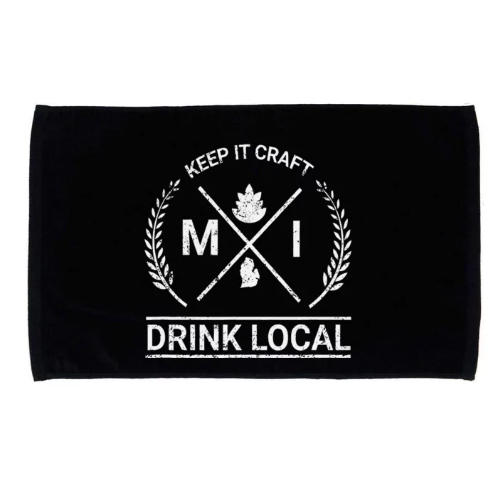 Drink Local Michigan Vintage Craft Beer Brewing Microfiber Hand Towel