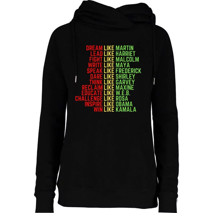 Dream Like Martin Black History Month Womens Funnel Neck Pullover Hood