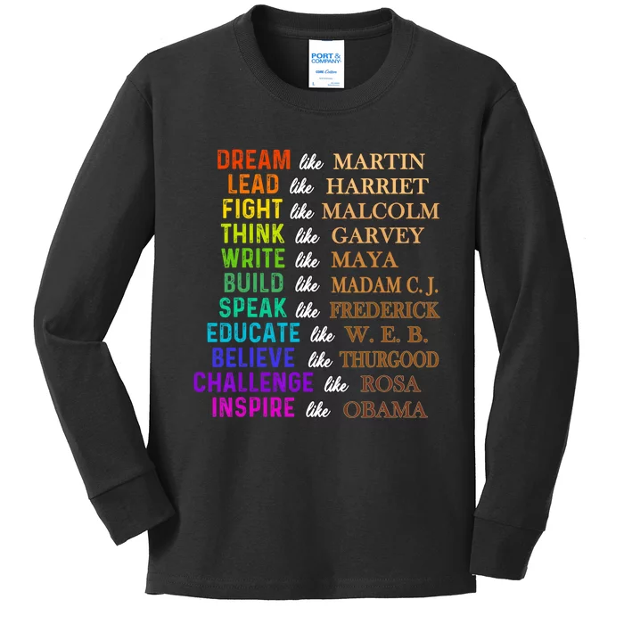 Dream Like Martin Lead Like Harriet The Junenth 1865 Kids Long Sleeve Shirt