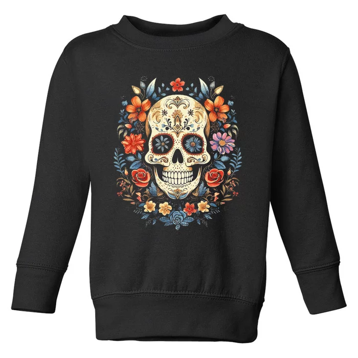 De Los Muertos Day of the Dead Sugar Skull Toddler Sweatshirt