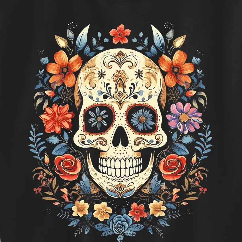 De Los Muertos Day of the Dead Sugar Skull Kids Sweatshirt