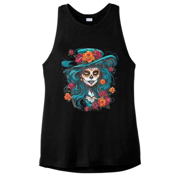 De Los Muertos La Catrina Day of the Dead Ladies Tri-Blend Wicking Tank