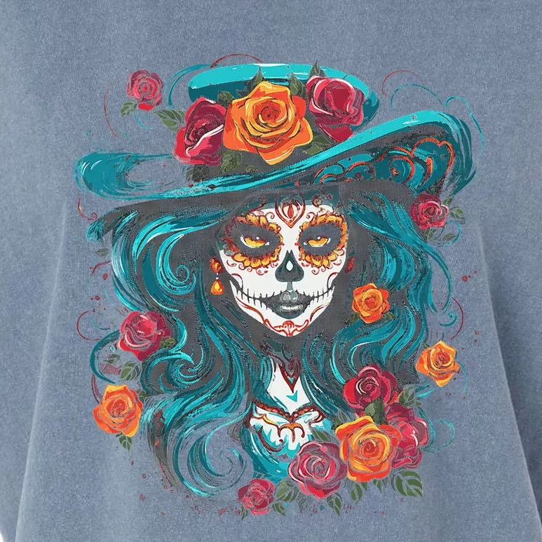 De Los Muertos La Catrina Day of the Dead Garment-Dyed Women's Muscle Tee