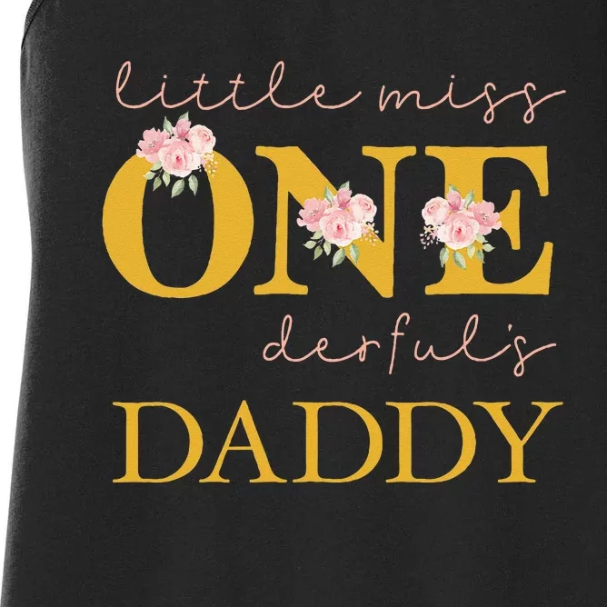 Daddy Little Miss Onederful Birthday Party 1 Year Old Girl Women's Racerback Tank