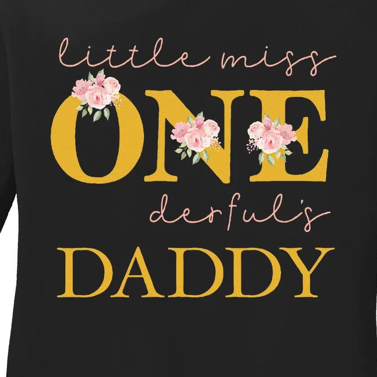 Daddy Little Miss Onederful Birthday Party 1 Year Old Girl Ladies Long Sleeve Shirt