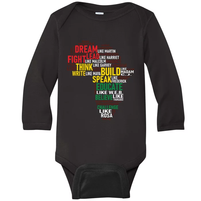 Dream Like Martin Black History Month African Celebration Baby Long Sleeve Bodysuit