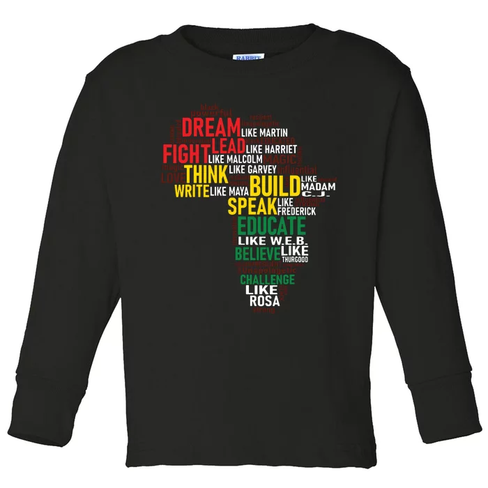 Dream Like Martin Black History Month African Celebration Toddler Long Sleeve Shirt