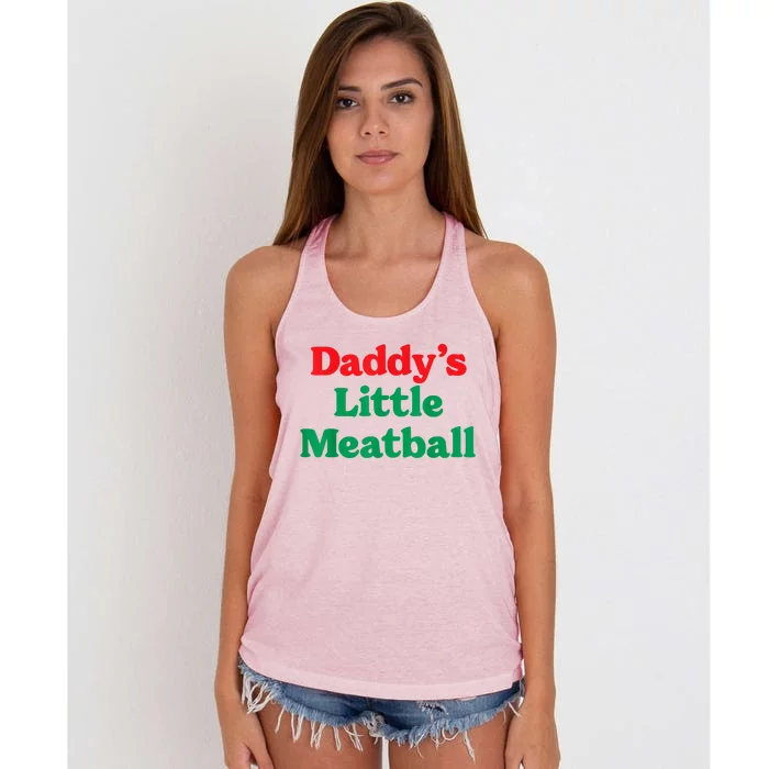 Daddy Little Meatball Italian Funny Women's Knotted Racerback Tank